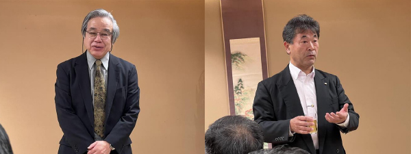 松田会長（左）と河野前会長（右）